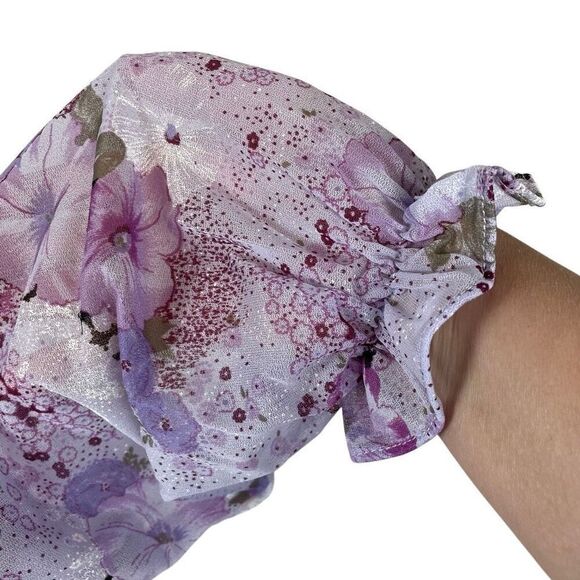 Vintage Floral High Neck Ruffle Front Dress Women’s *M Long Sleeve Boho Maxi - Picture 8 of 10